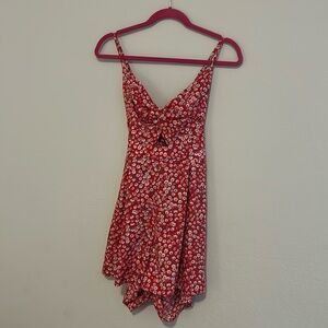 SHEIN Floral Tie Back Keyhole Romper